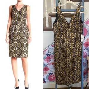 Adrianna Papell Jacquard Metallic Sheath Dress NWT